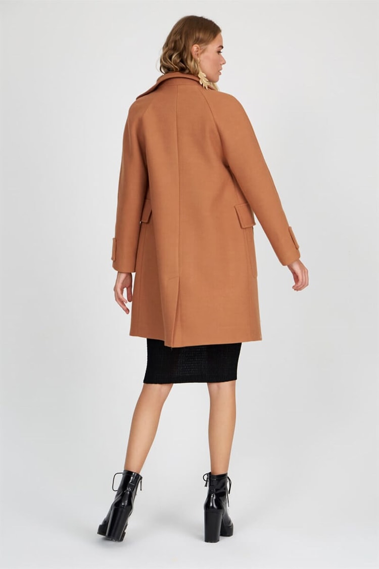 Camel Ceket Yaka Uzun Kol Palto-KabanST040W640231