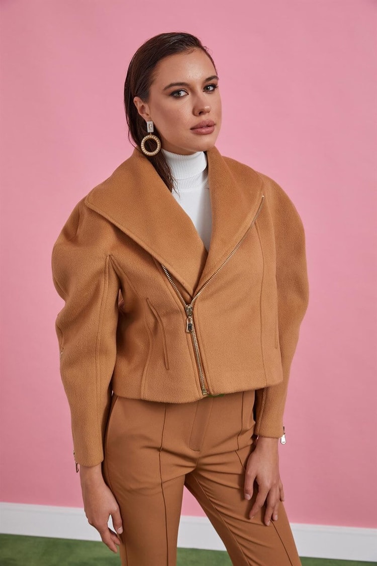 Camel Fermuarlı Kaşe CeketST060W87032001