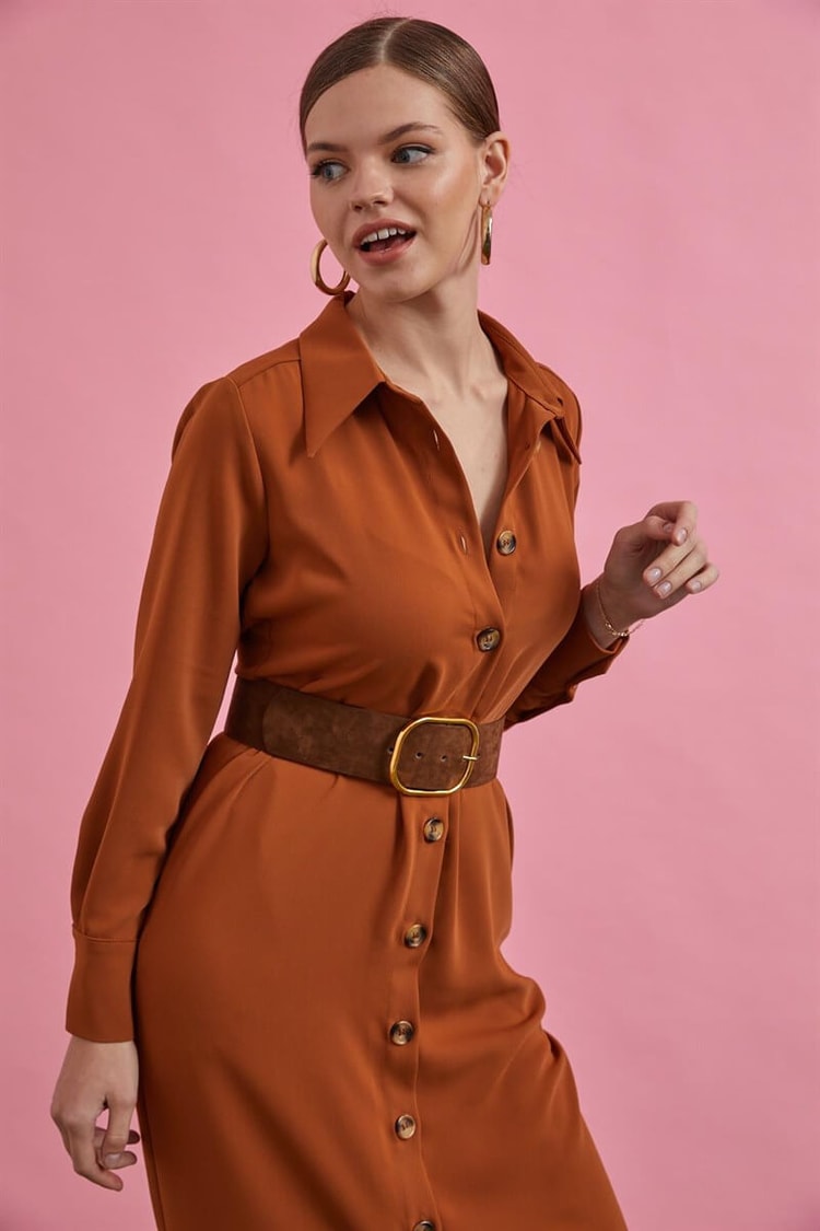 Camel Kemerli Midi ElbiseST060S40138001