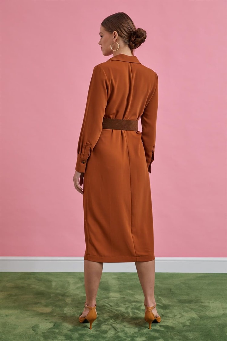 Camel Kemerli Midi ElbiseST060S40138001