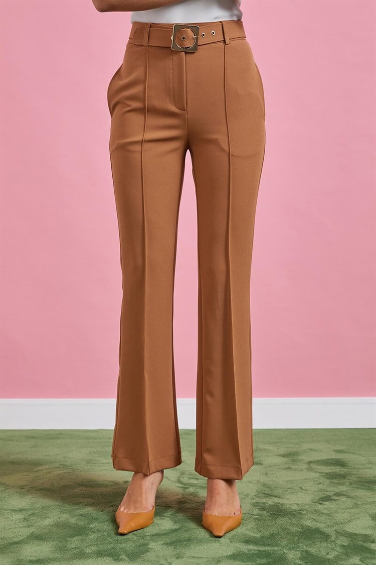 Camel Kemerli Yüksek Bel Kumaş PantolonST060W20598001