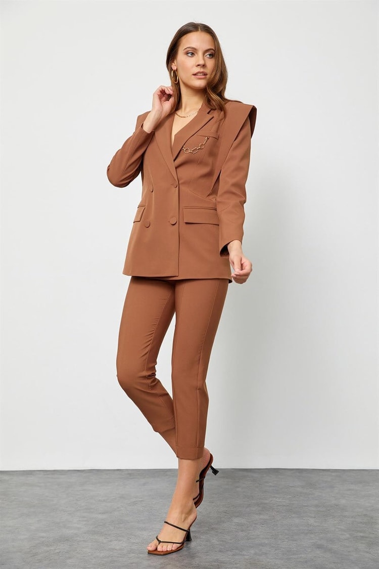 Camel Sivri Omuzlu Ceket Pantolon TakımST050S6006801