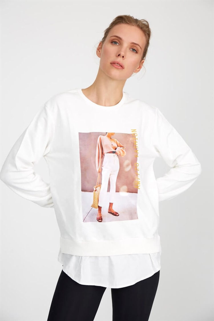 Ekru - Uzun Kol S-ShirtST050W7202401