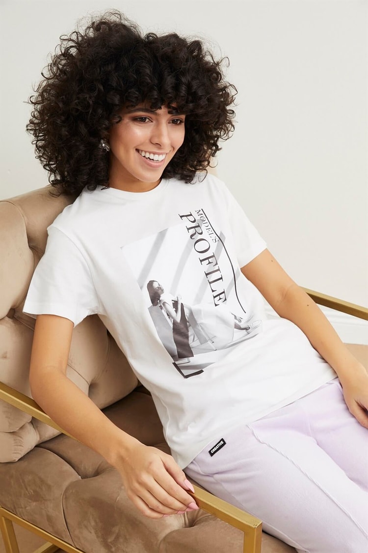 Ekru Ayıcık Baskılı Pamuk T-ShirtST050S7114801