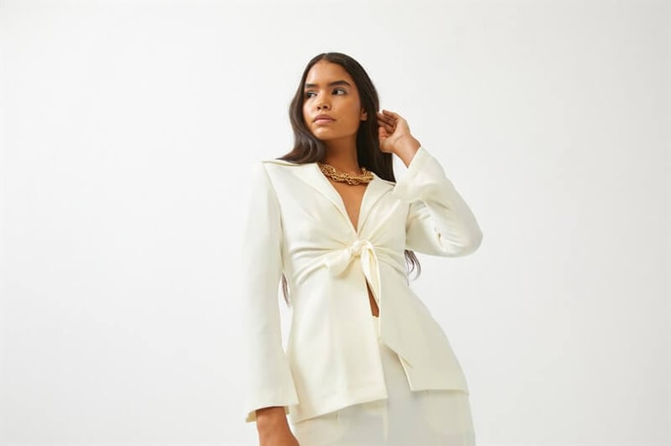 Ekru Bağlama Detaylı Kruvaze Blazer CeketST060S90350001