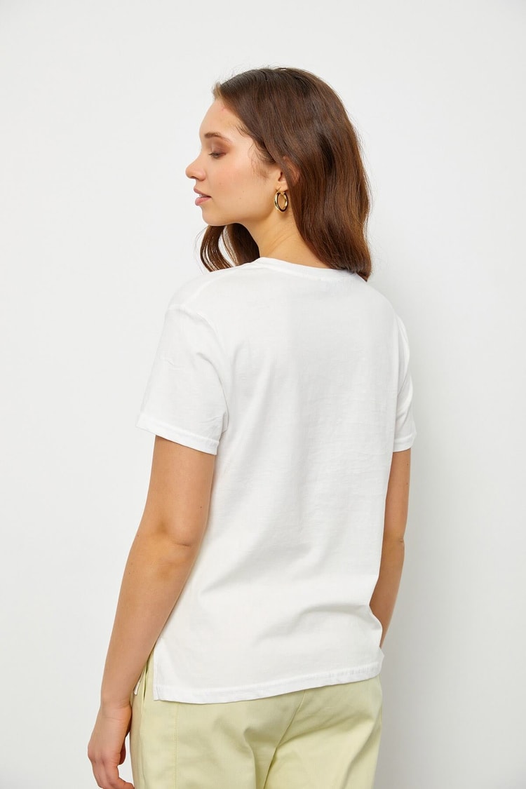 Ekru Baskılı Kısa Kol T-ShirtST060S71190005