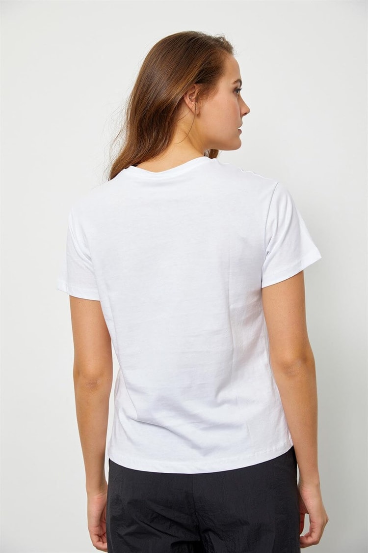 Ekru Baskılı Kısa Kol T-ShirtST060S71190009