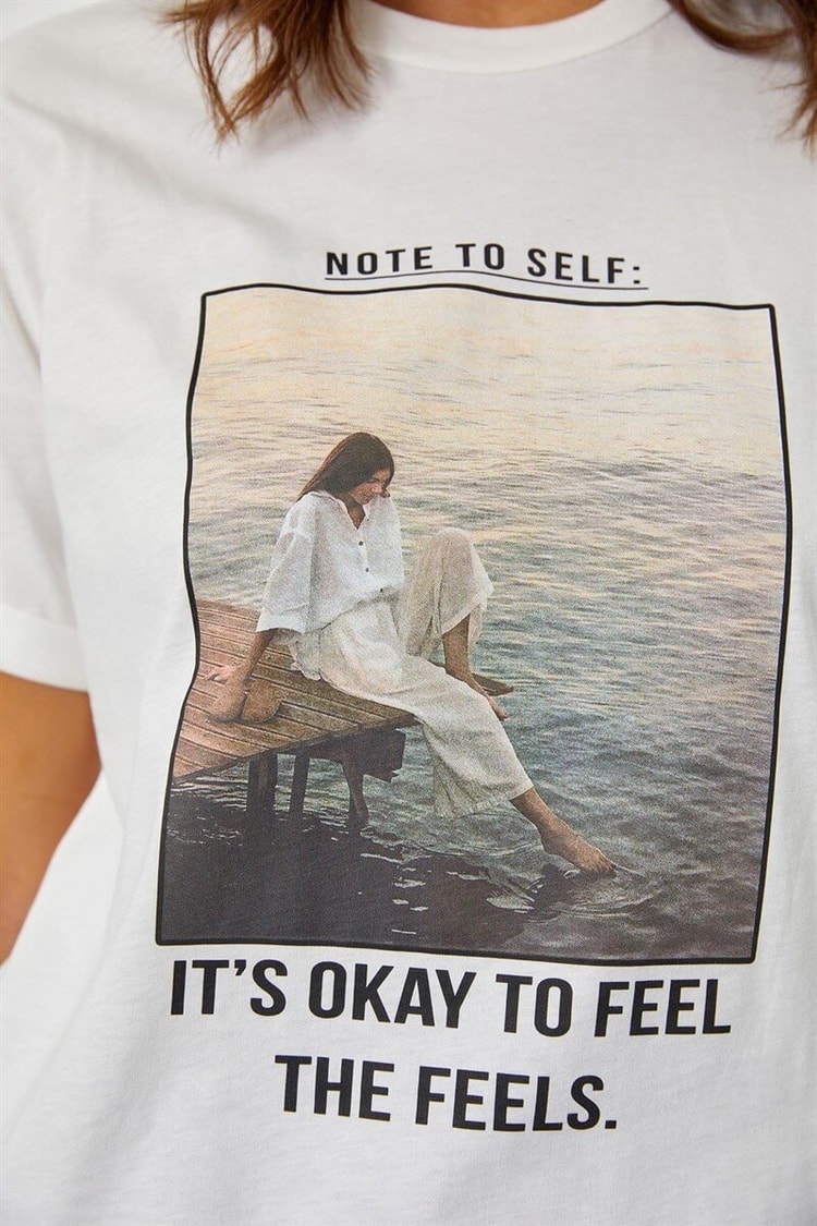 Ekru Baskılı Kısa Kol T-ShirtST060S71190012