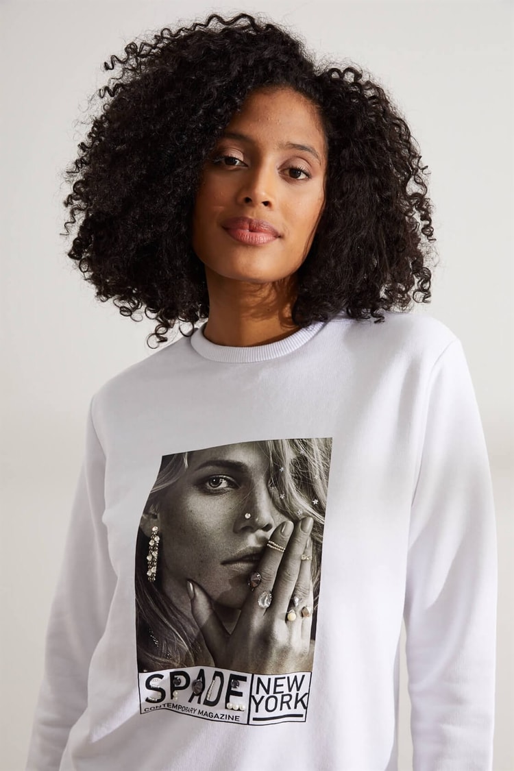 Ekru Baskılı Ve Taşlı SweatshirtST060W7207702