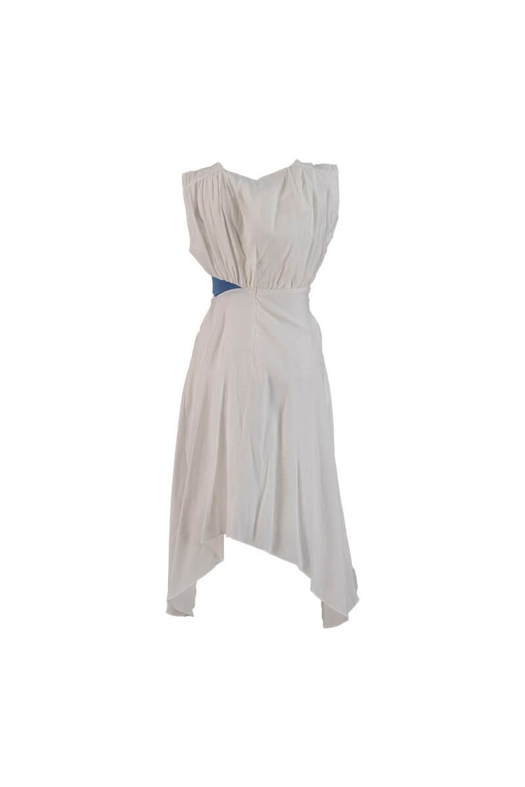 Ekru-Bebe Mavi Cut Out Detaylı Midi Boy ElbiseST060S40001001