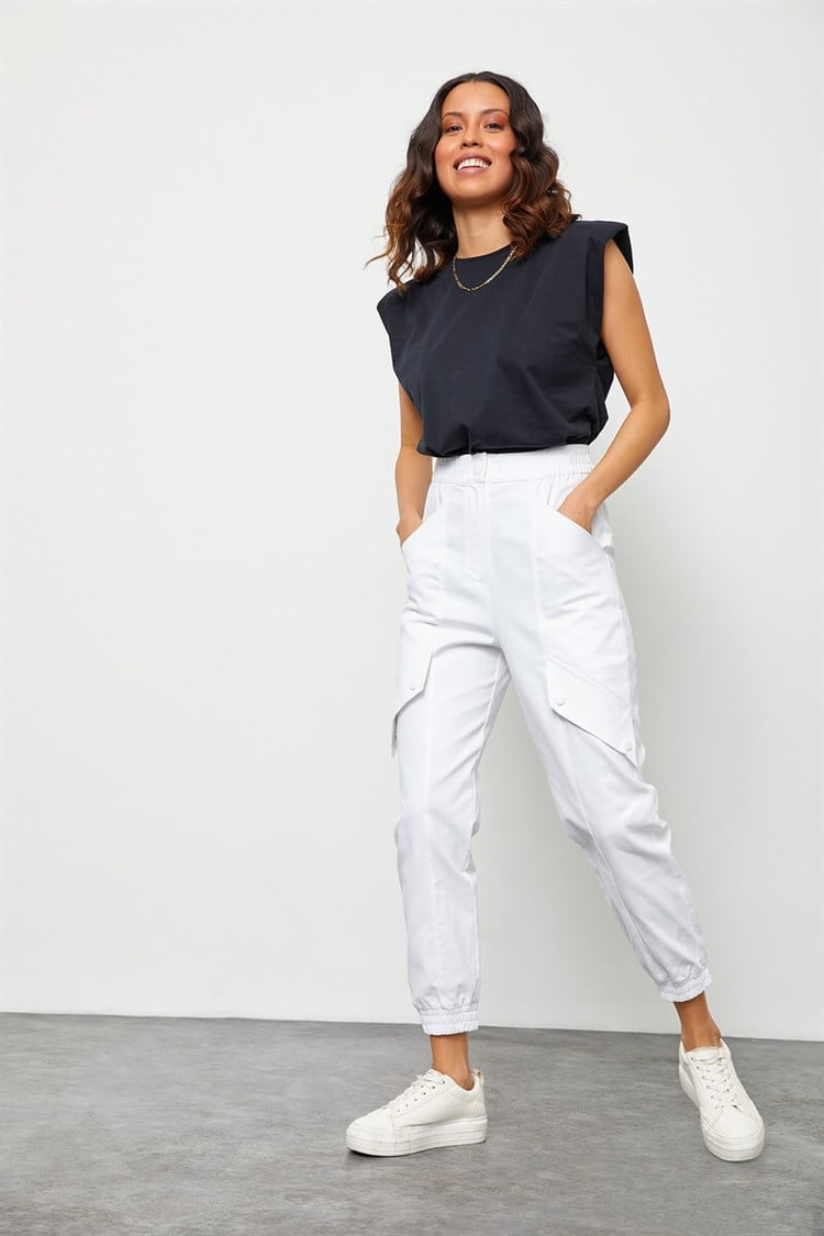 Ekru Beli Lastikli Jogger PantolonST050S2040401