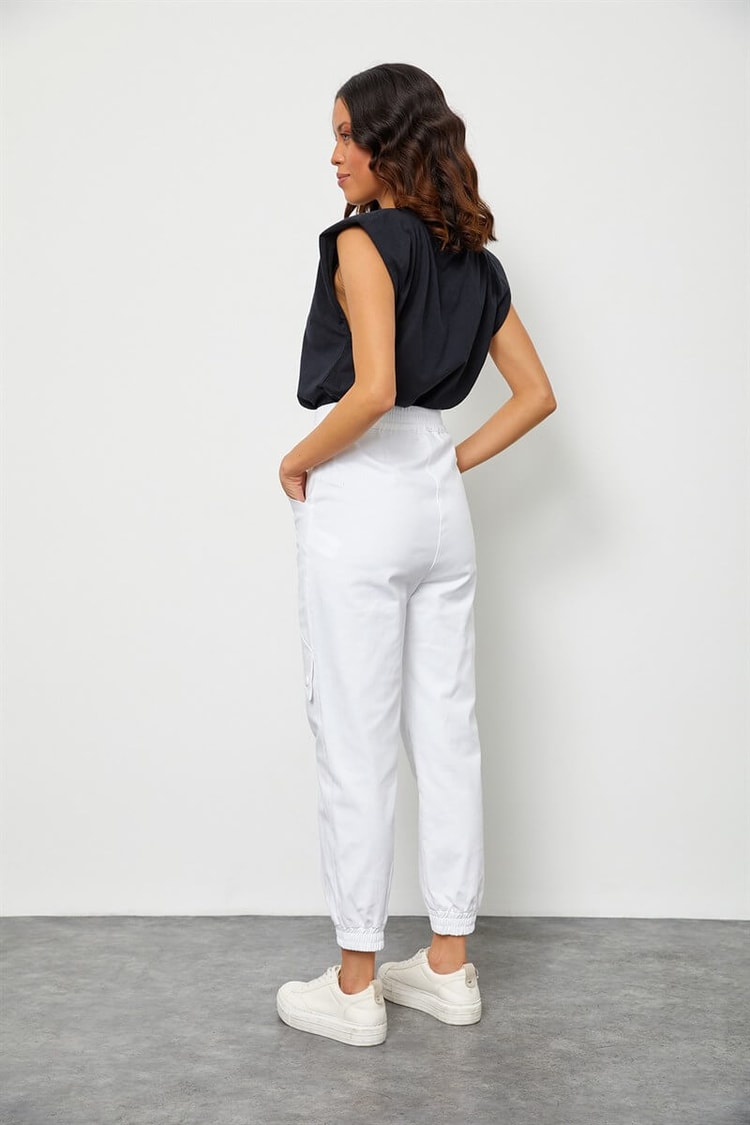 Ekru Beli Lastikli Jogger PantolonST050S2040401