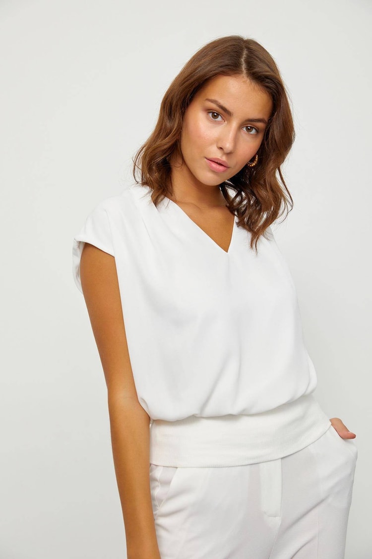 Ekru Beli Lastikli Şık BluzST060S30568001