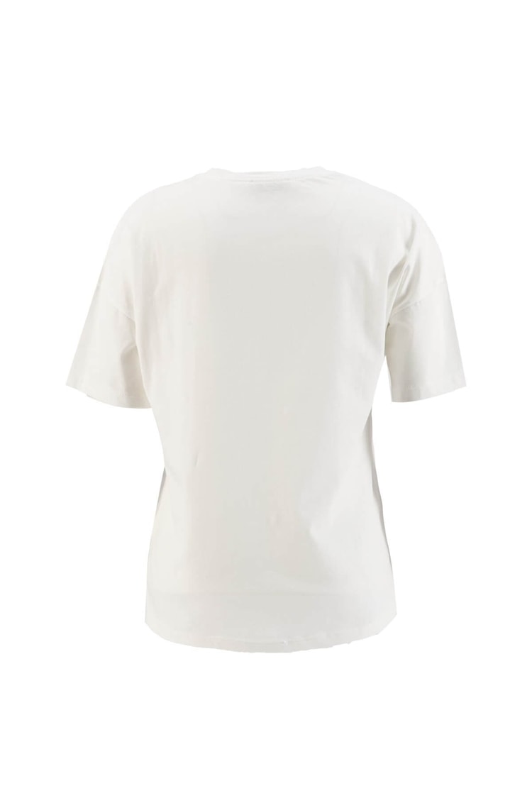 Ekru Bisiklet Yaka Baskılı Pamuk T-ShirtST060S71160002