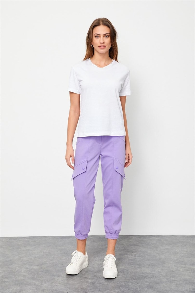 Ekru Bisiklet Yaka Kısa Kol Basic T-ShirtST060S71160001