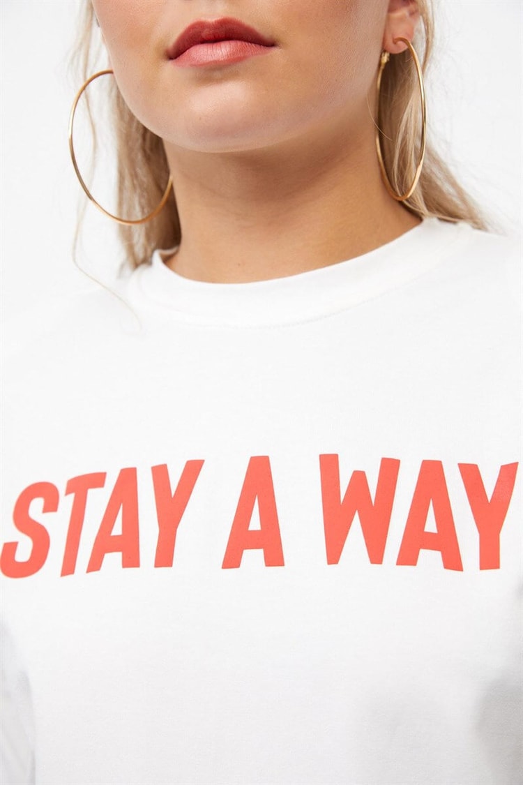 Ekru Bisiklet Yaka Vatkalı T-ShirtST060W71239001