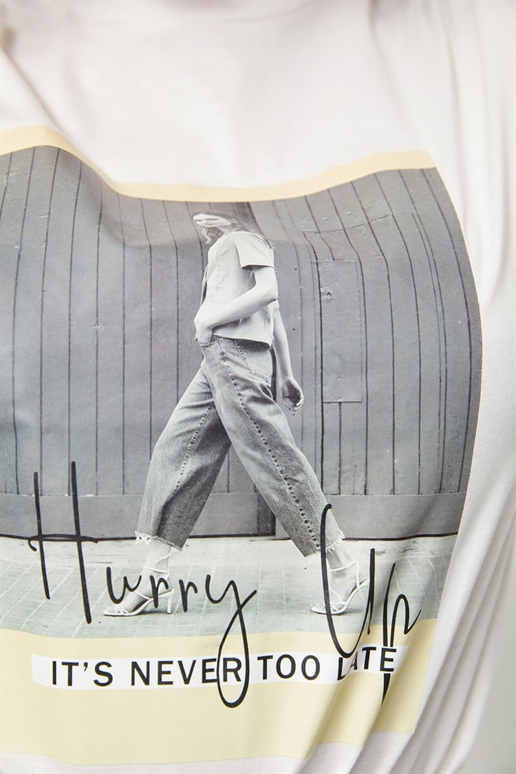 Ekru Hurry Up Kısa Kol T-ShirtST060S7115702