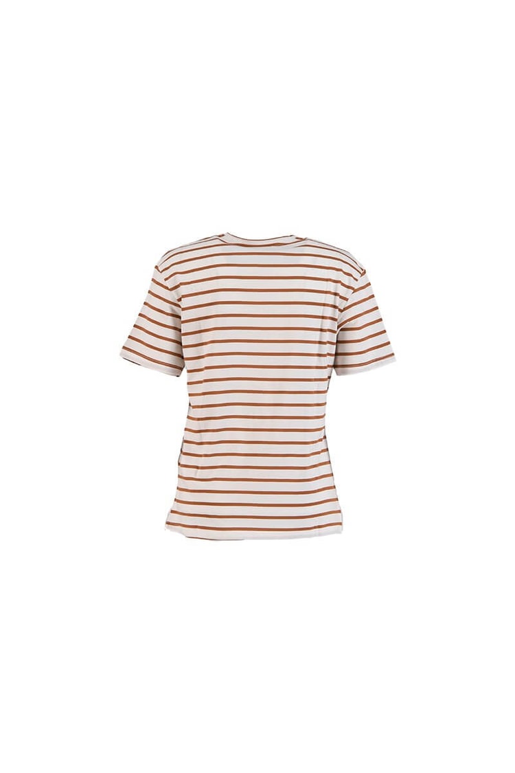 Ekru-Kahve Çizgi Desenli T-ShirtST070S71289001