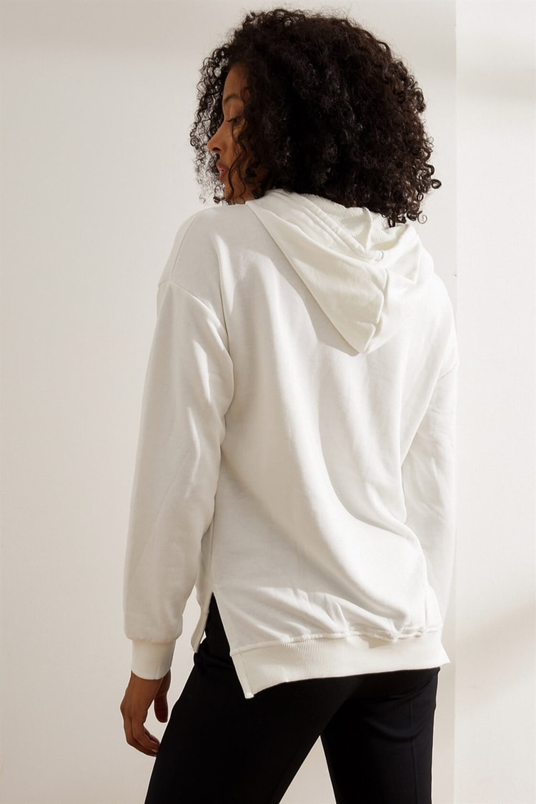 Ekru Kapüşonlu Cepli SweatshirtST060W7206801