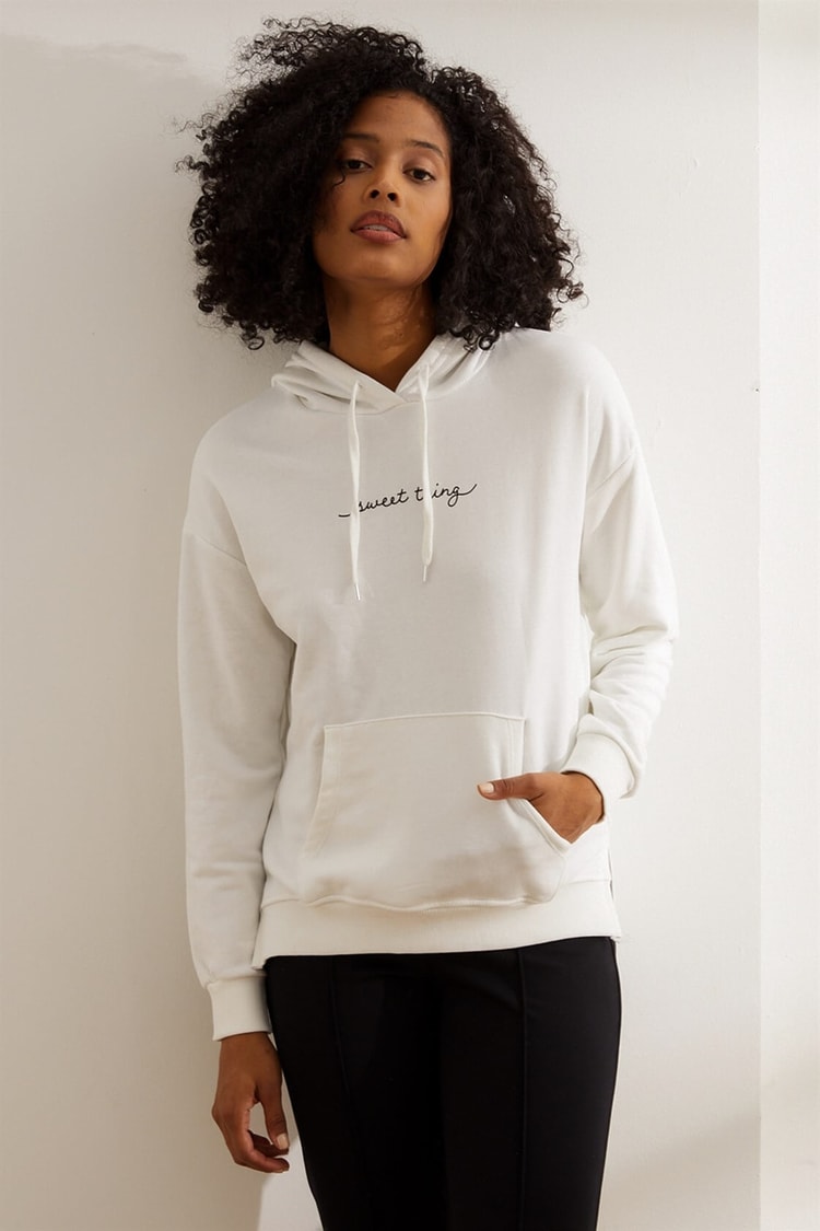 Ekru Kapüşonlu Cepli SweatshirtST060W7206801