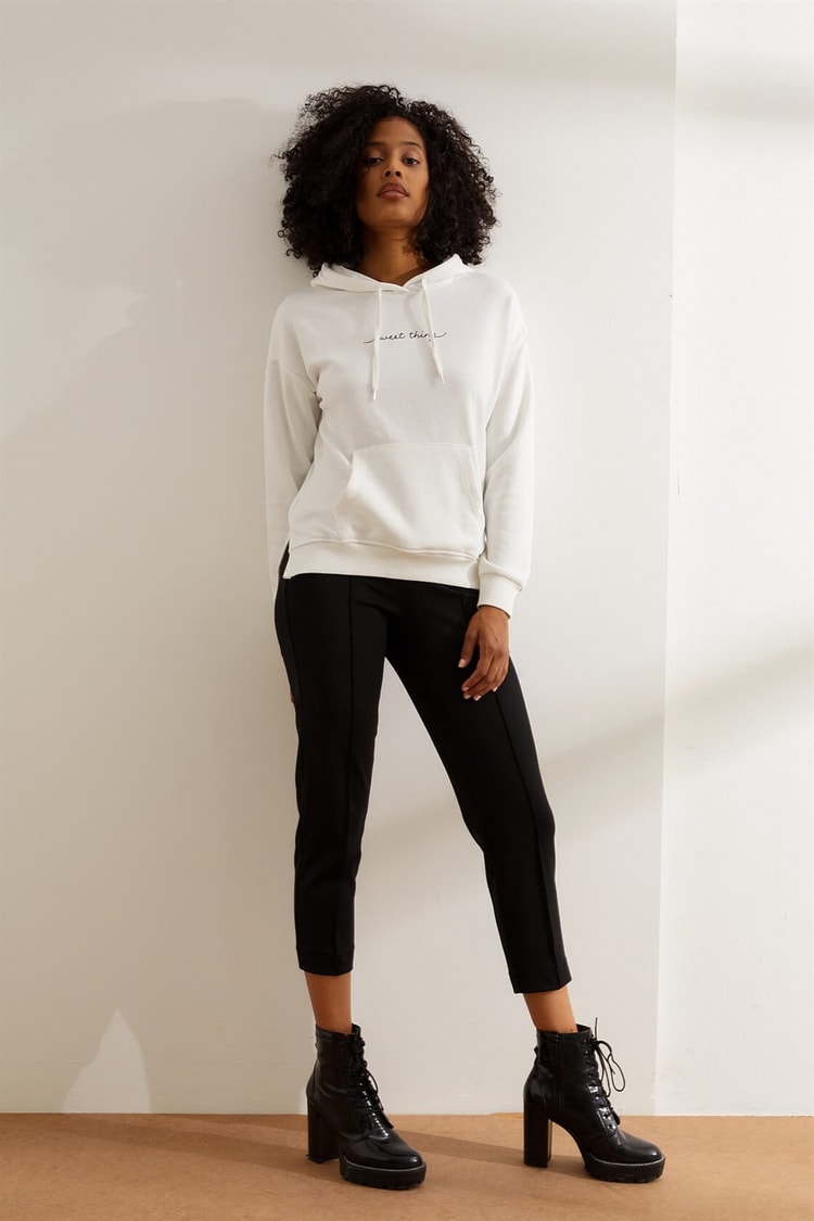 Ekru Kapüşonlu Cepli SweatshirtST060W7206801