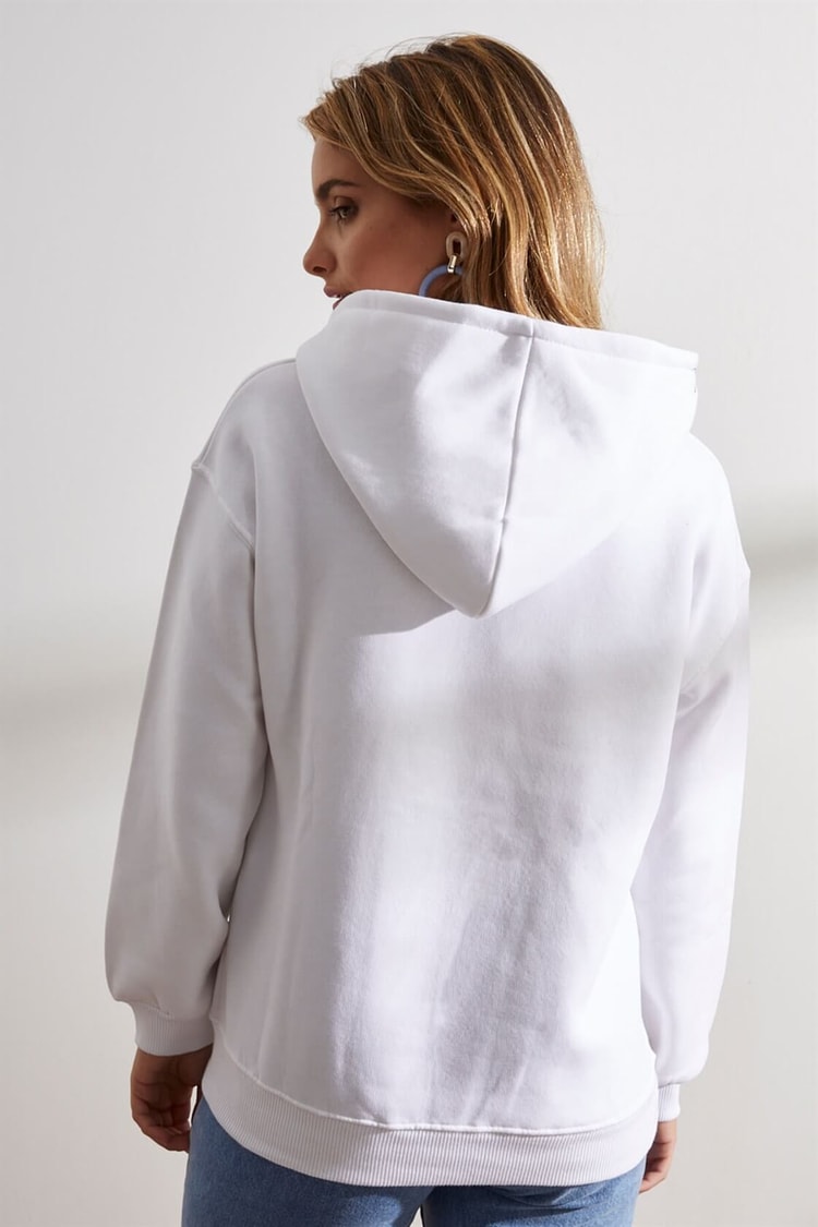 Ekru Kapüşonlu Uzun Kollu SweatshirtST060W7209301