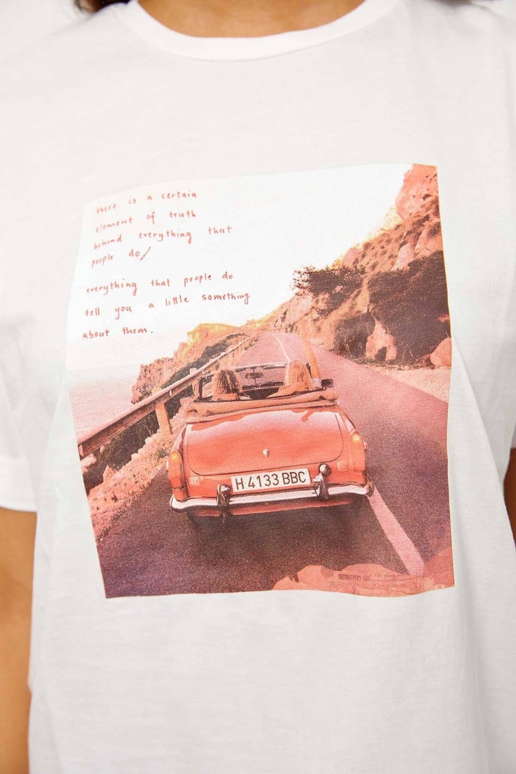 Ekru Kısa Kol Baskılı T-ShirtST060S71243004