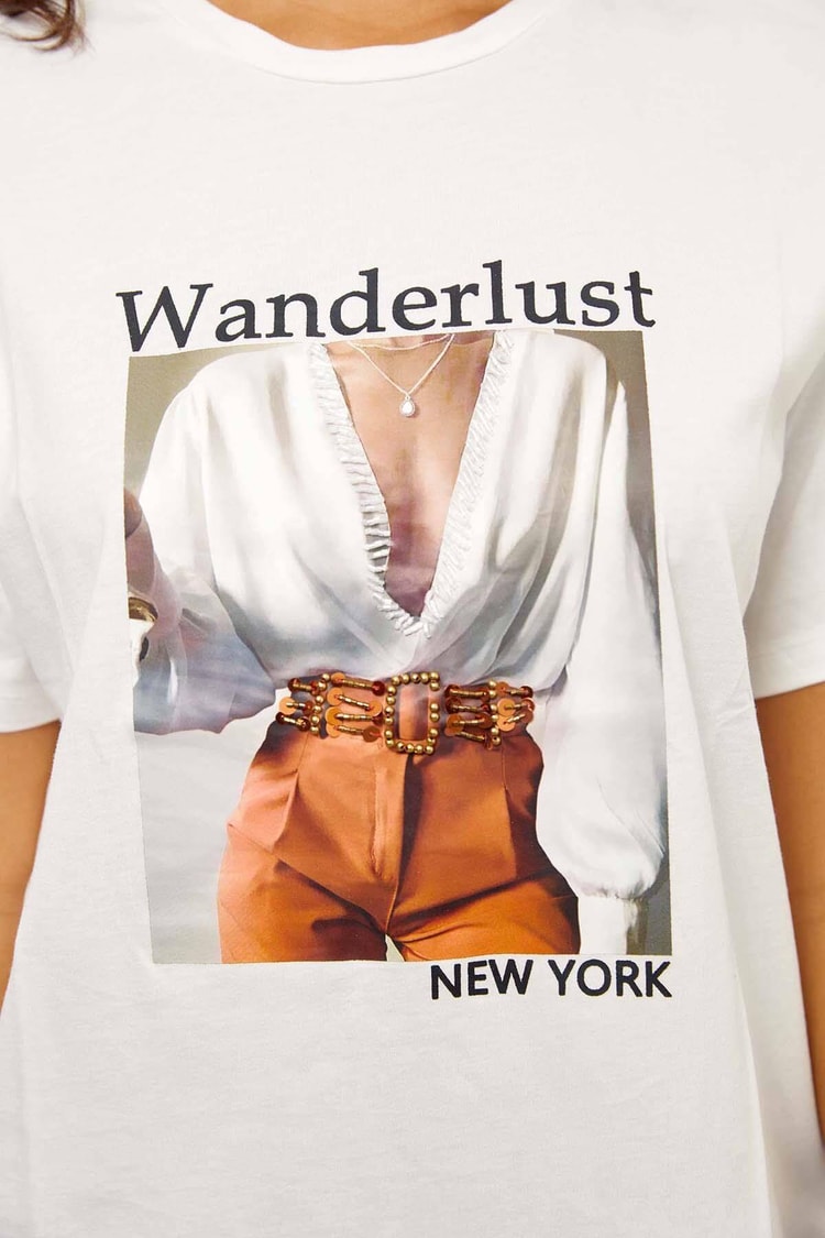 Ekru Kısa Kol Baskılı T-ShirtST060S71243003