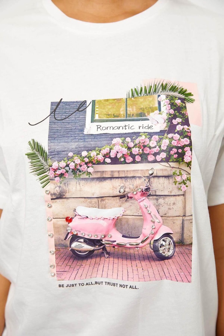 Ekru Kısa Kol Baskılı T-ShirtST060S71243005