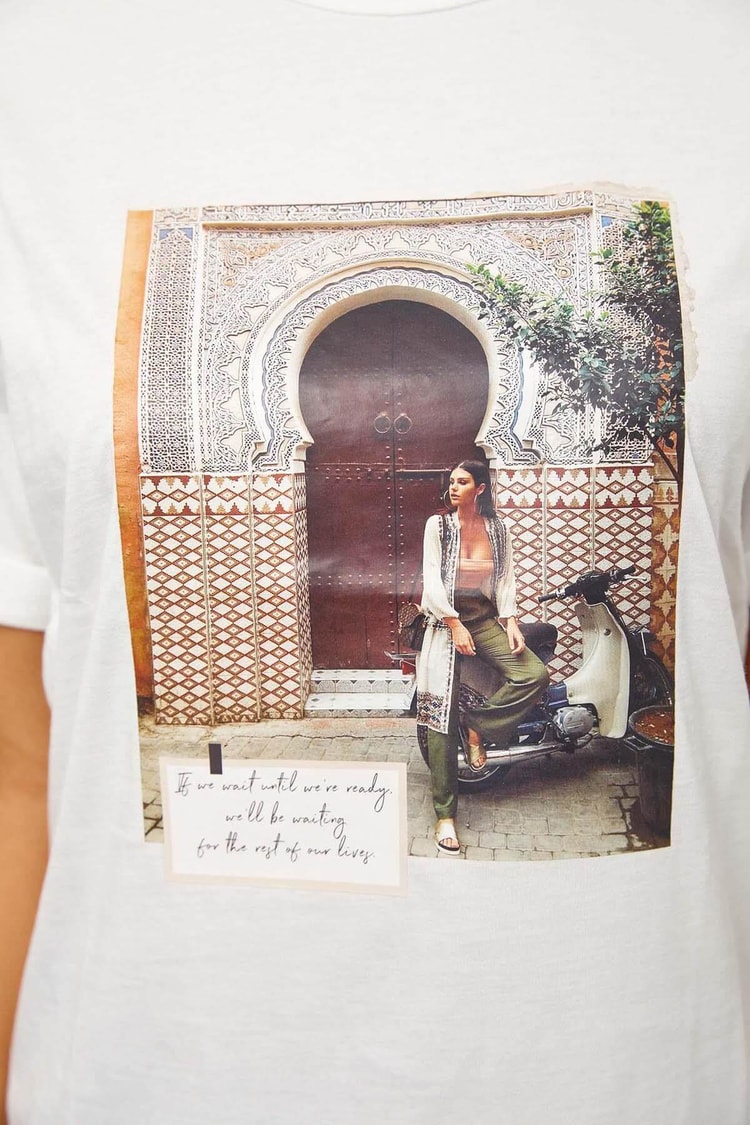 Ekru Kısa Kol Baskılı T-ShirtST060S71243001