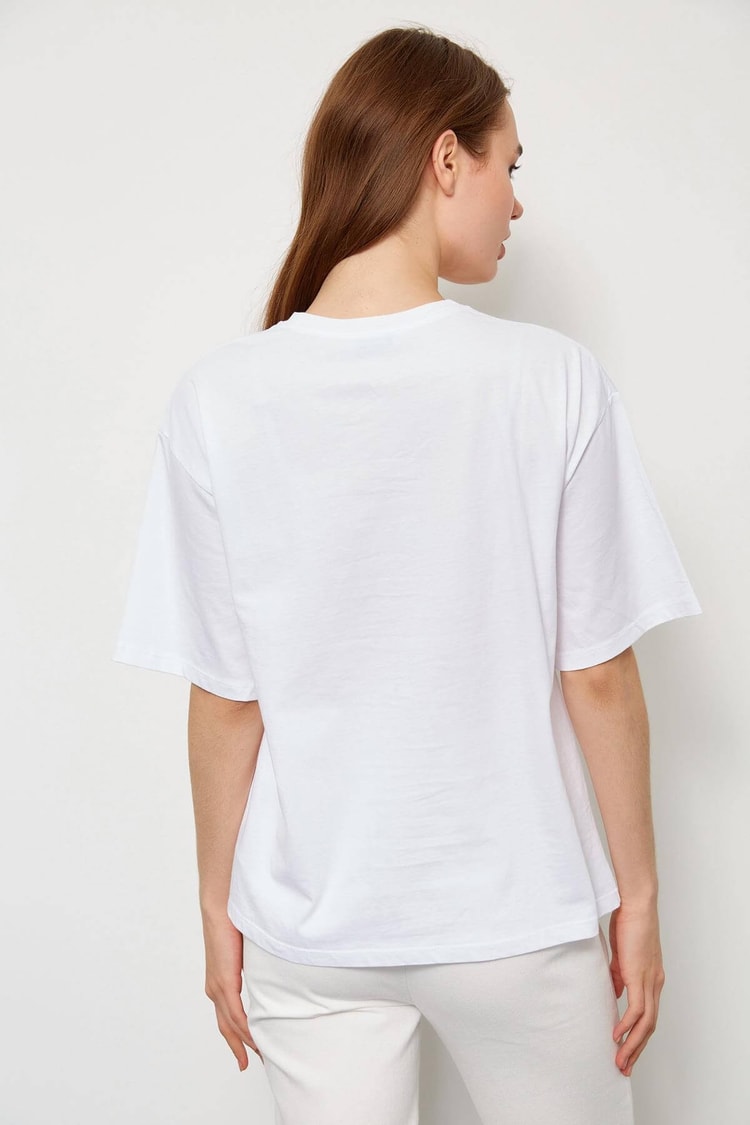 Ekru Kısa Kol Baskılı T-ShirtST060S71238001