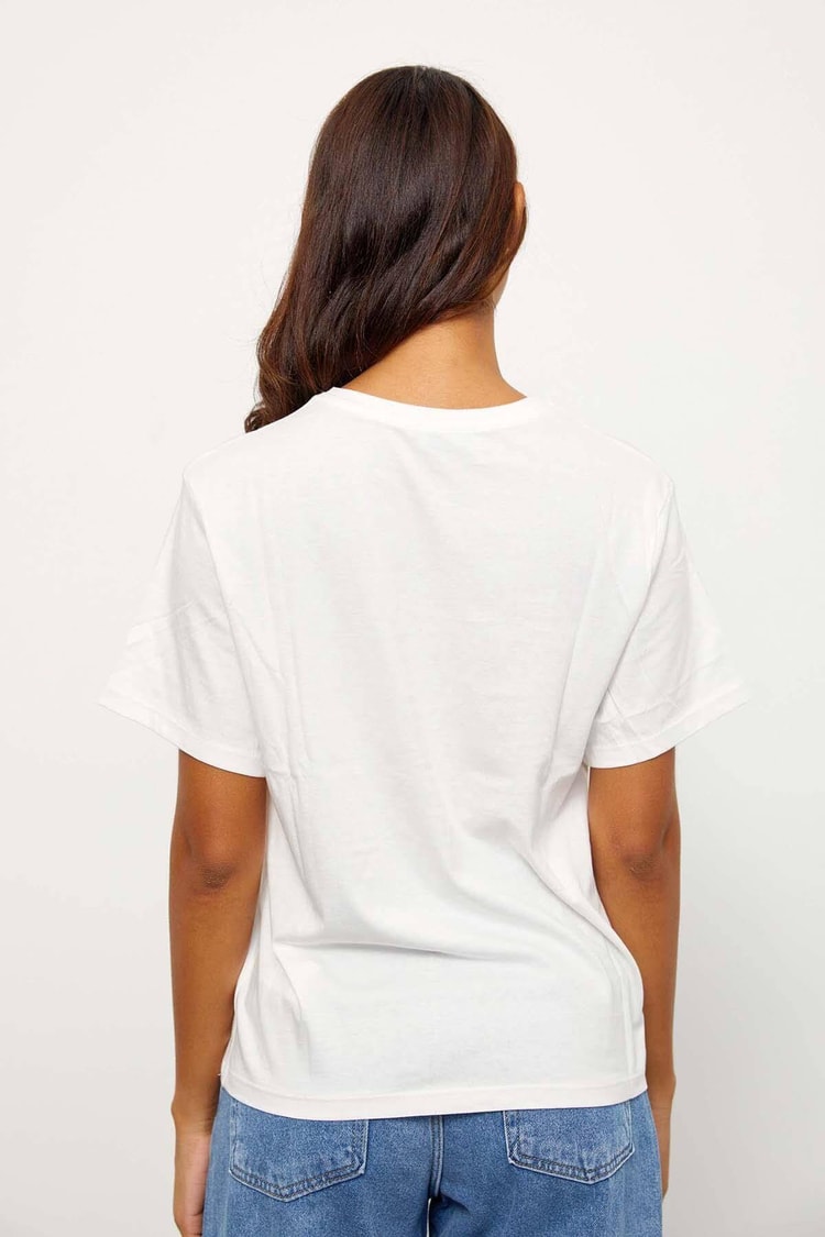 Ekru Kısa Kol Baskılı T-ShirtST060S71243005