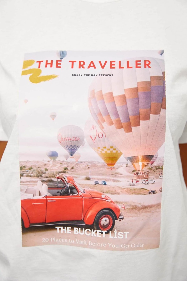 Ekru Kısa Kol Baskılı T-ShirtST060S71243007