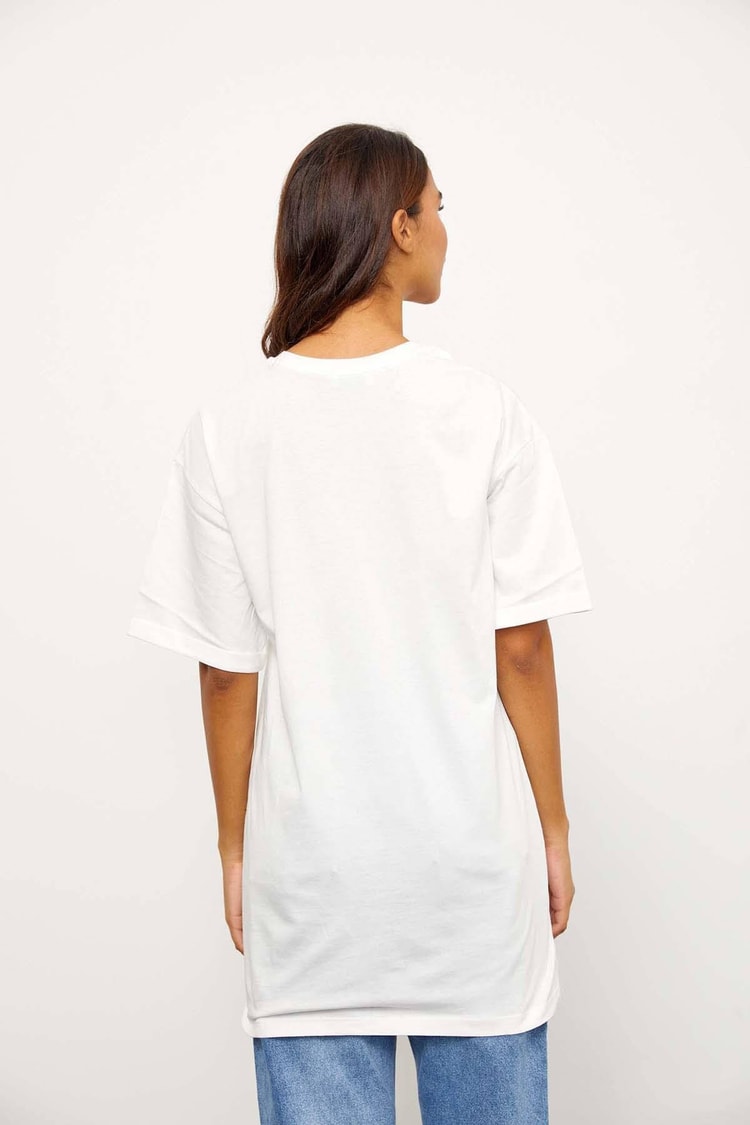 Ekru Kısa Kol Bisiklet Yaka T-ShirtST060S71243002