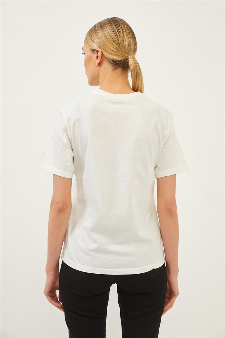 Ekru Kısa Kollu T-ShirtST060S71271002