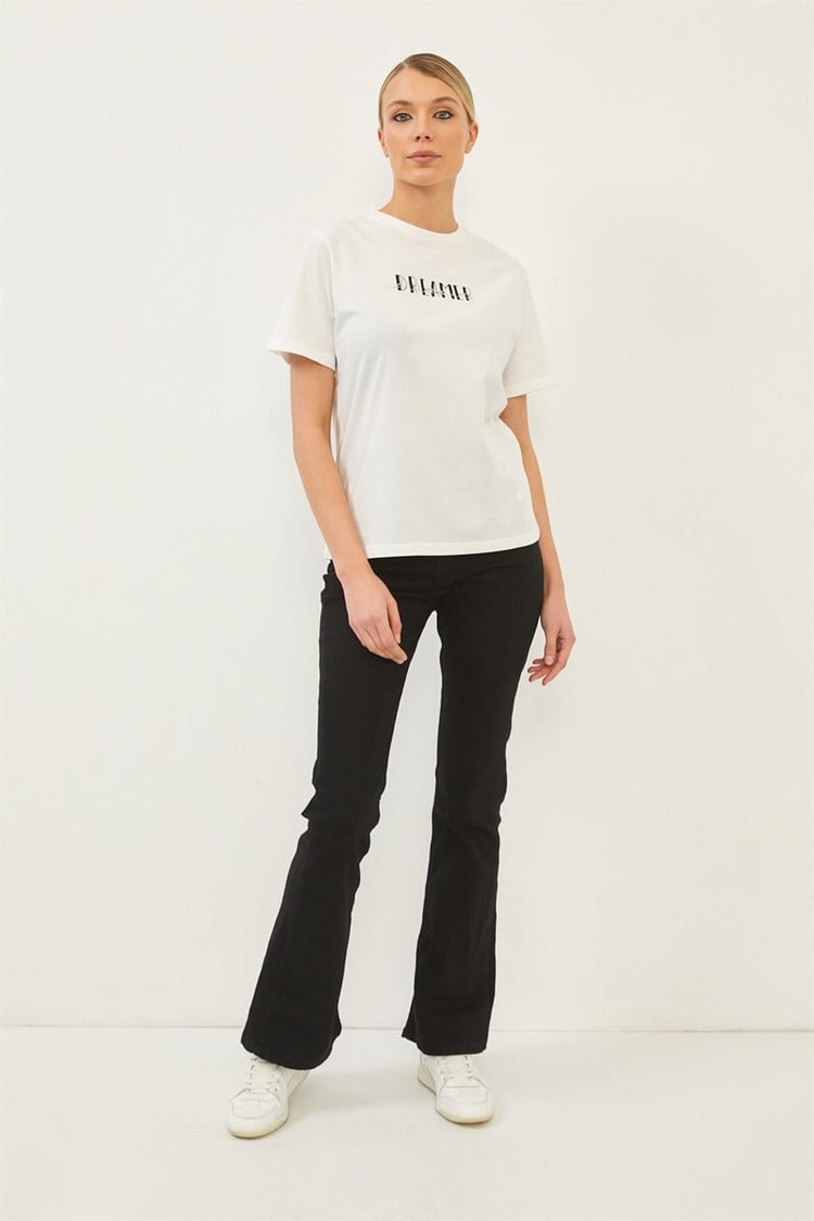 Ekru Kısa Kollu T-ShirtST060S71271002