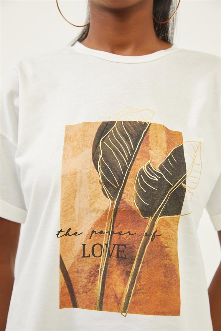 Ekru Kısa Kollu T-ShirtST070S71281001