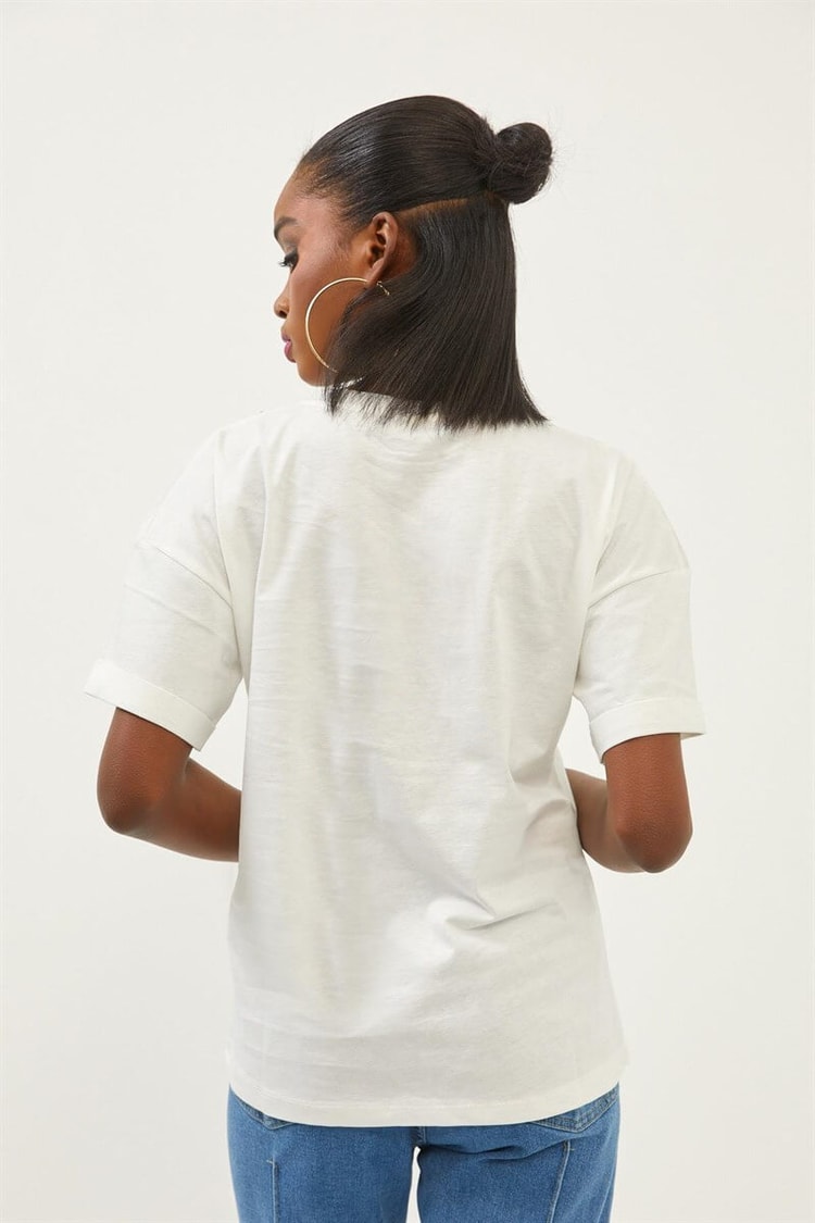 Ekru Kısa Kollu T-ShirtST070S71281001