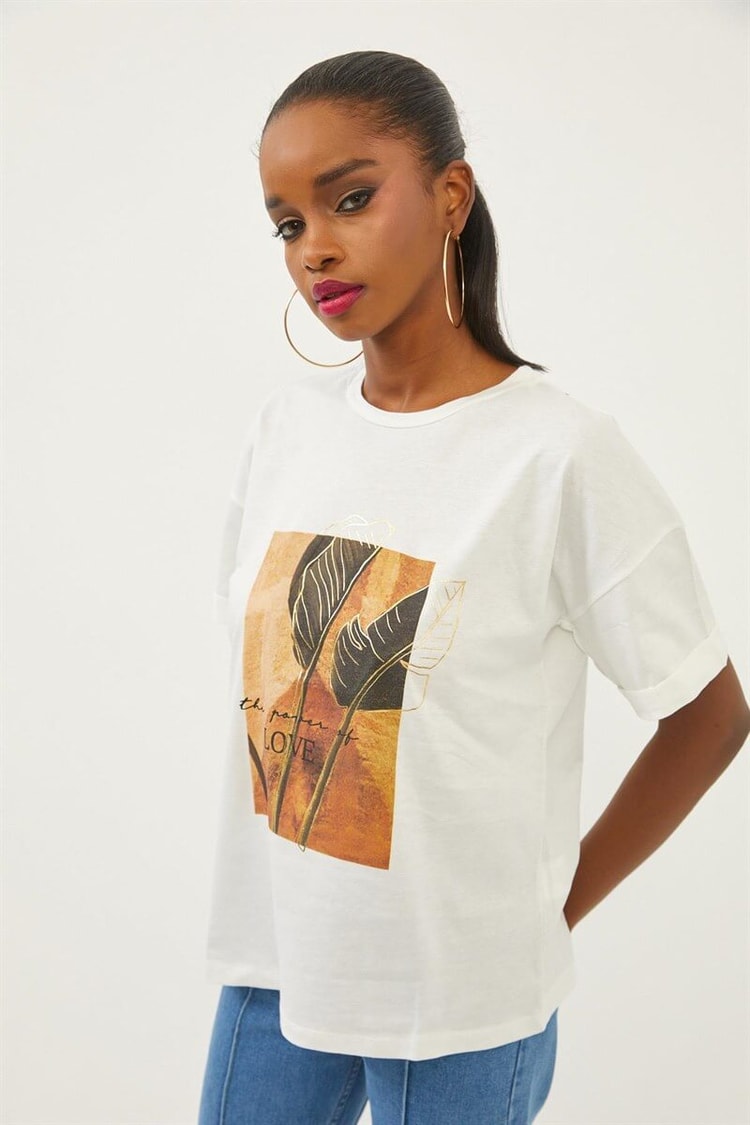 Ekru Kısa Kollu T-ShirtST070S71281001