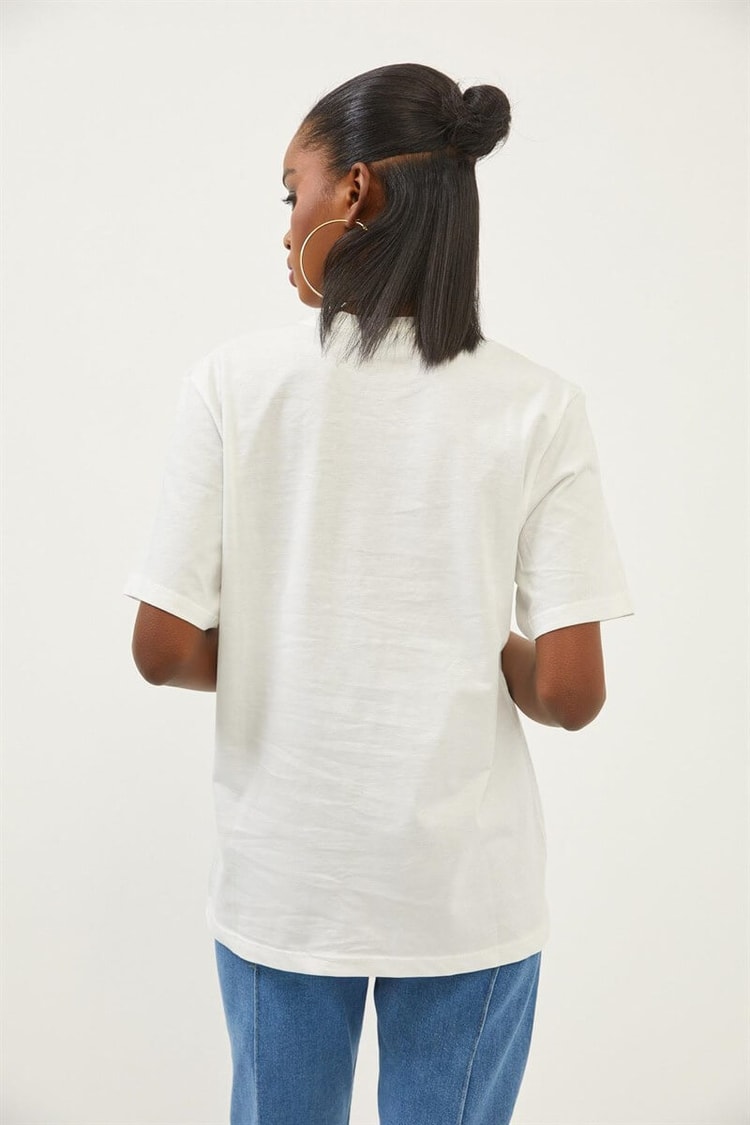 Ekru Kısa Kollu T-ShirtST070S71281002