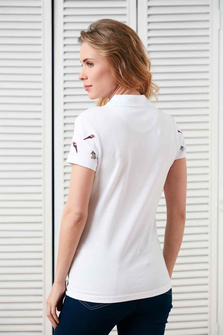 Ekru Kol Nakışlı Polo Yaka T-ShirtST050S7110801