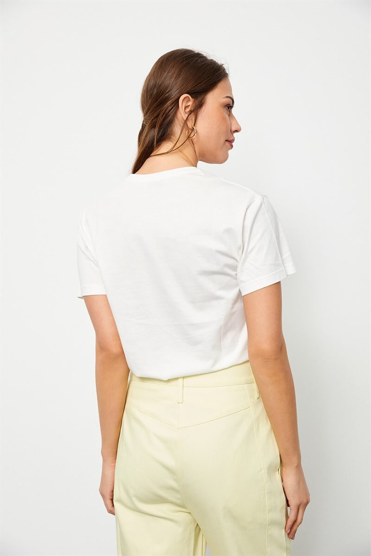 Ekru Messy Hair Mood Kısa Kol T-ShirtST060S7115901