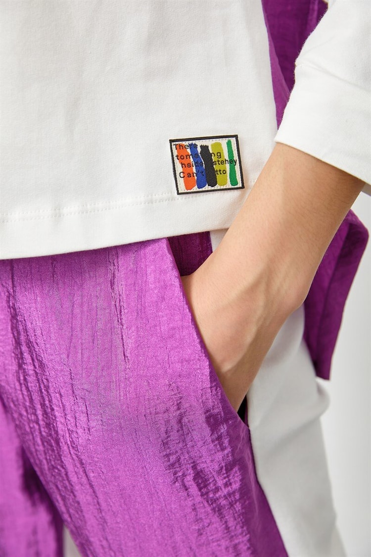 Ekru-Mor Color Block Eşofman TakımıST050S60073001