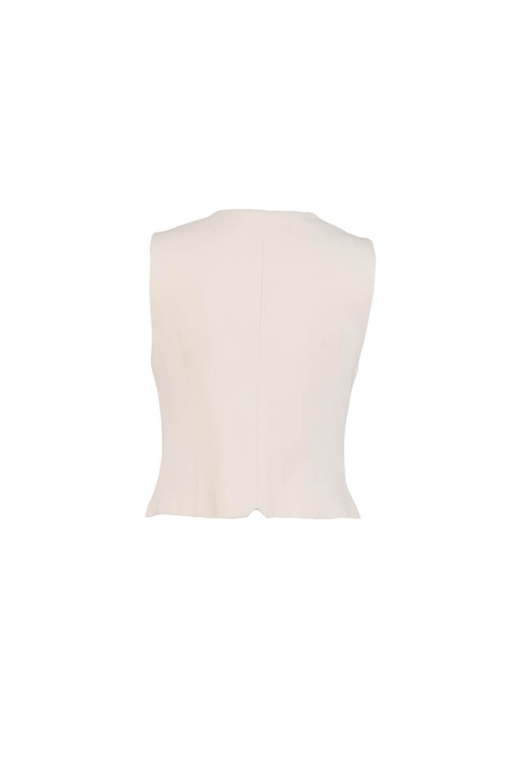 Ekru Önden Katlamalı Pantolon Yelek Takım ST070W95071002