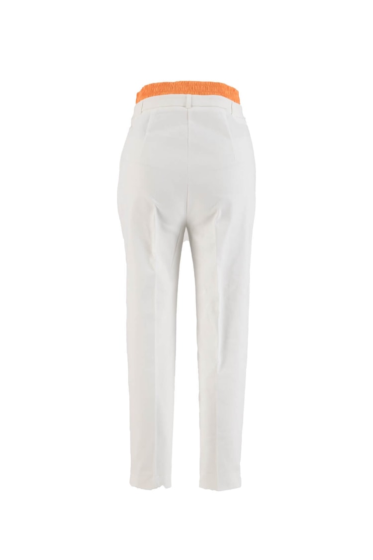 Ekru-Oranj Cepli Beli Büzgü Detaylı PantolonST060S2038201