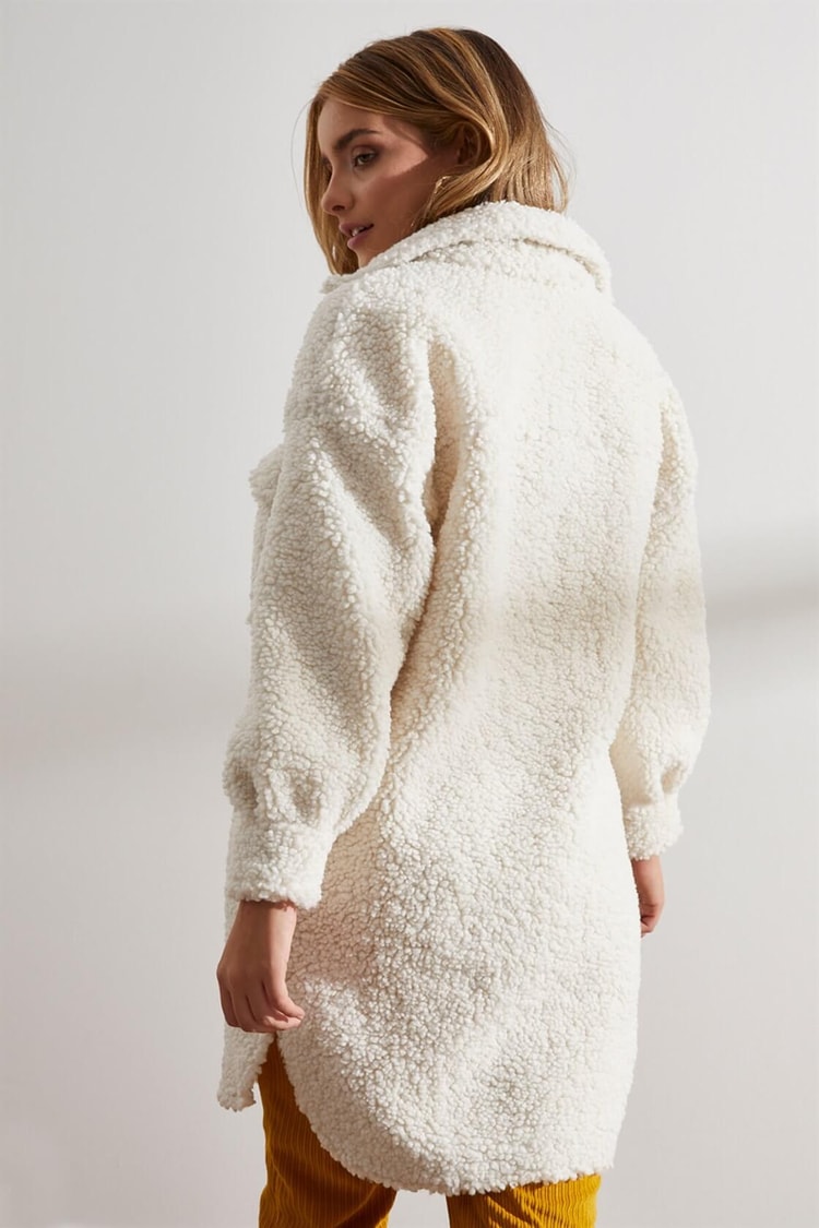 Ekru Peluş Tunik Boy Cepli GömlekST050W5516801