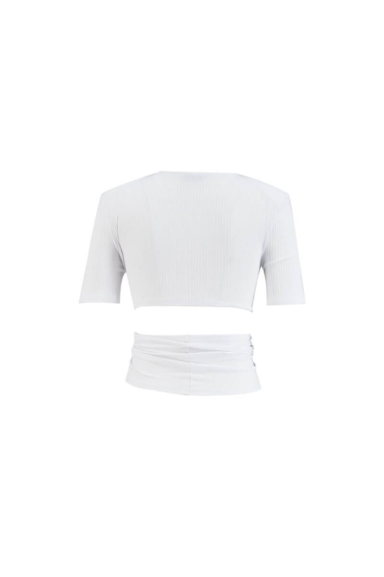 Ekru Pencere Detaylı Kısa Kollu Crop T-ShirtST060S71260001