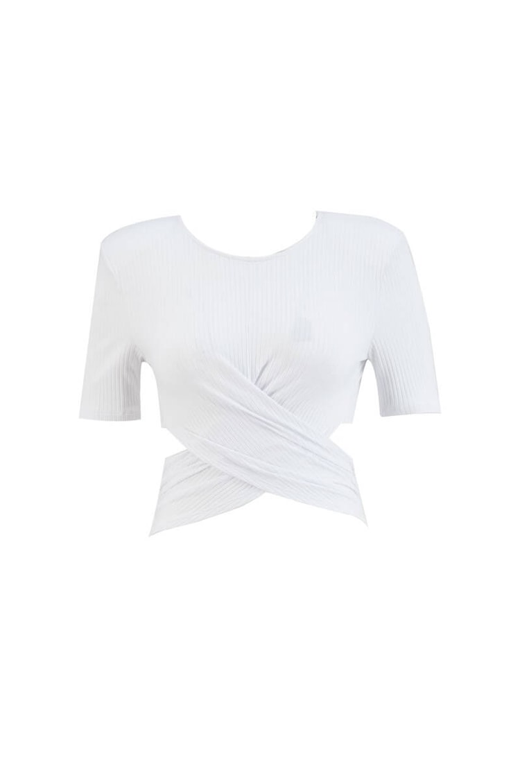 Ekru Pencere Detaylı Kısa Kollu Crop T-ShirtST060S71260001