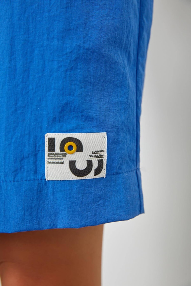 Ekru-Saks Kapüşonlu Sweatshirt ElbiseST060S40105901
