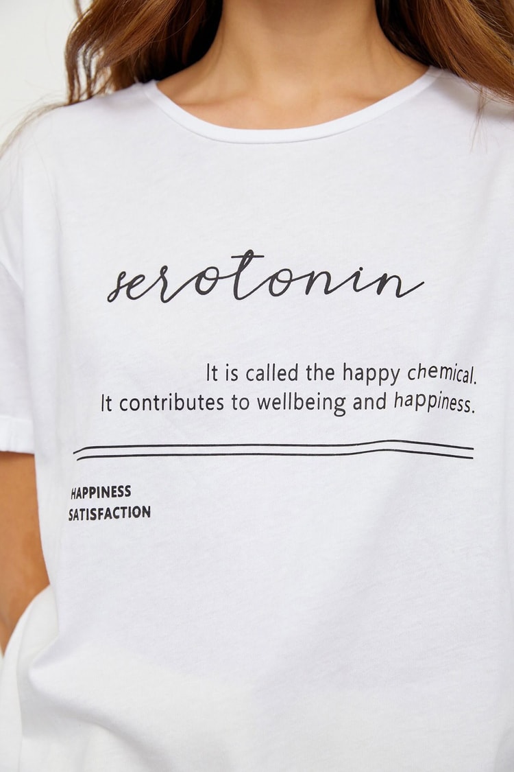Ekru Slogan Baskılı T-ShirtST060S71190008